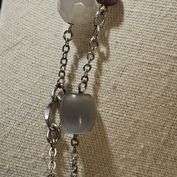 LOFT purple beaded silver plated necklace - Picture 3 of 4